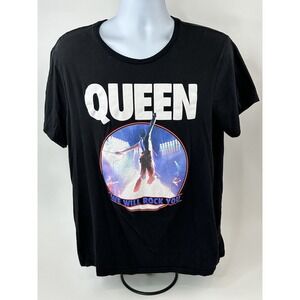 Queen We Will Rock You T-Shirt Adult 2XL Black Short Sleeve Crew Neck Rock Music